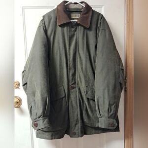 RainForest 3n1 Tencel Men's XL Full Zip Barn Coat. Down Lining. Olive Green